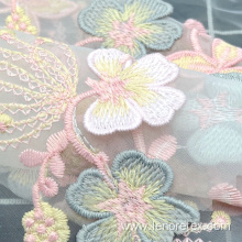 High Density Nylon Woven 3DFlower Embroidered Tulle Fabric